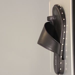 Brand new....Black Flat Leather Sandals